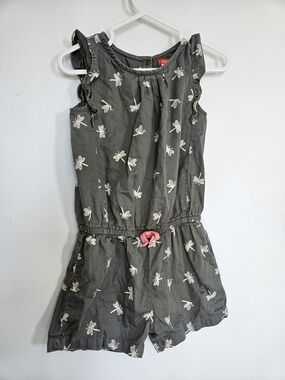 ​Joe Fresh Toddler Girls Dragonfly Romper Grey Cotton Jumpsuit Size 5 Years 🩷